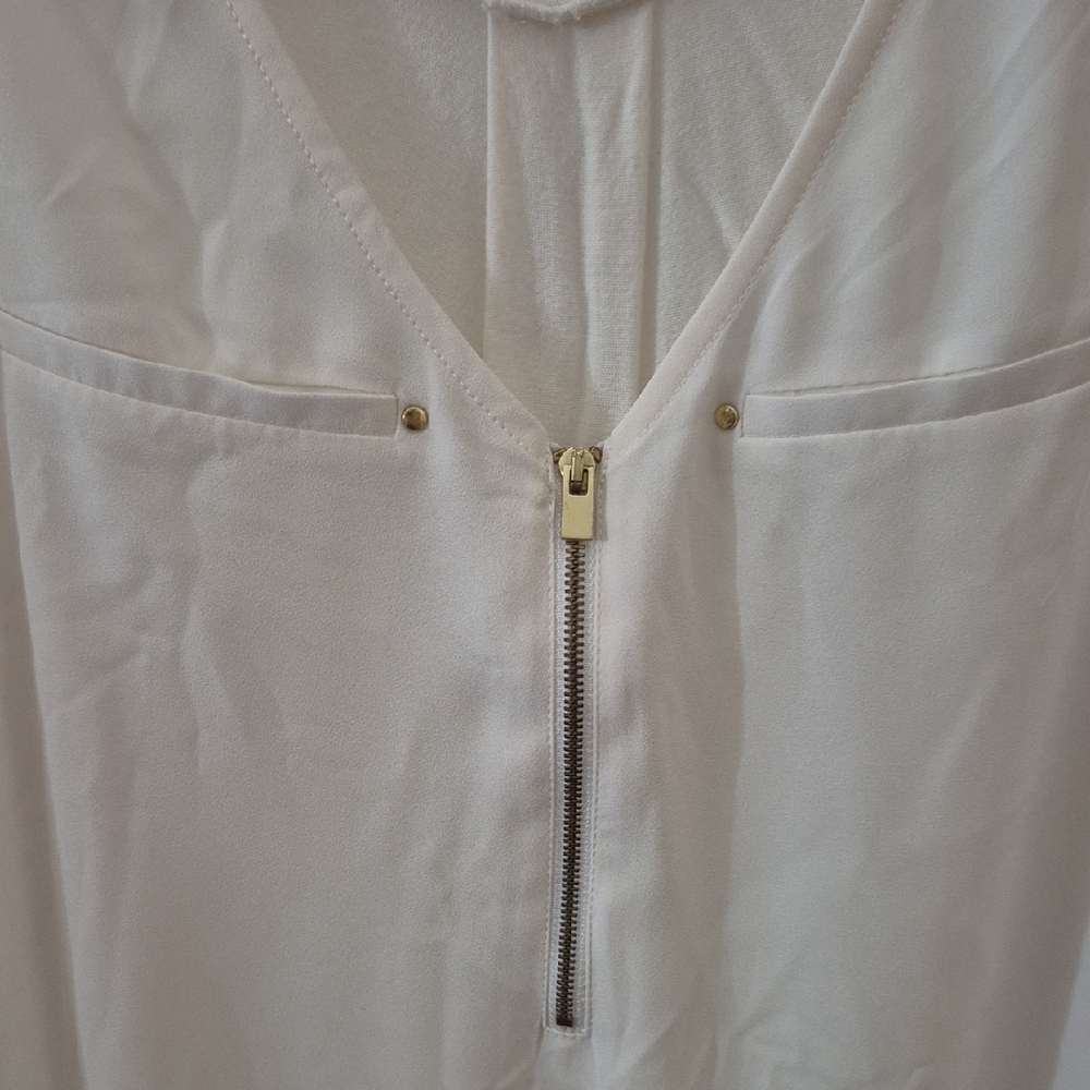 Express Women's Ivory Zip-Front Tank Top - Picture 3 of 6
